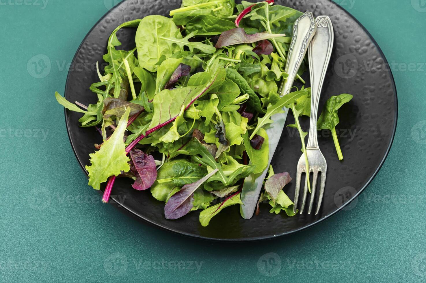 Vegan green salad, healthy food. photo