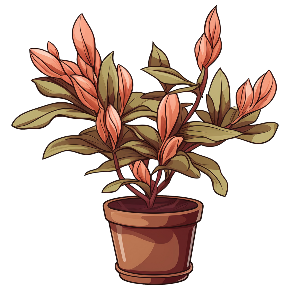 AI generated Azalea flowers in pots isolated on transparent background png