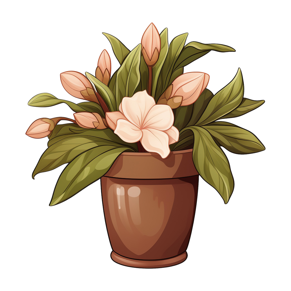 AI generated Azalea flowers in pots isolated on transparent background png