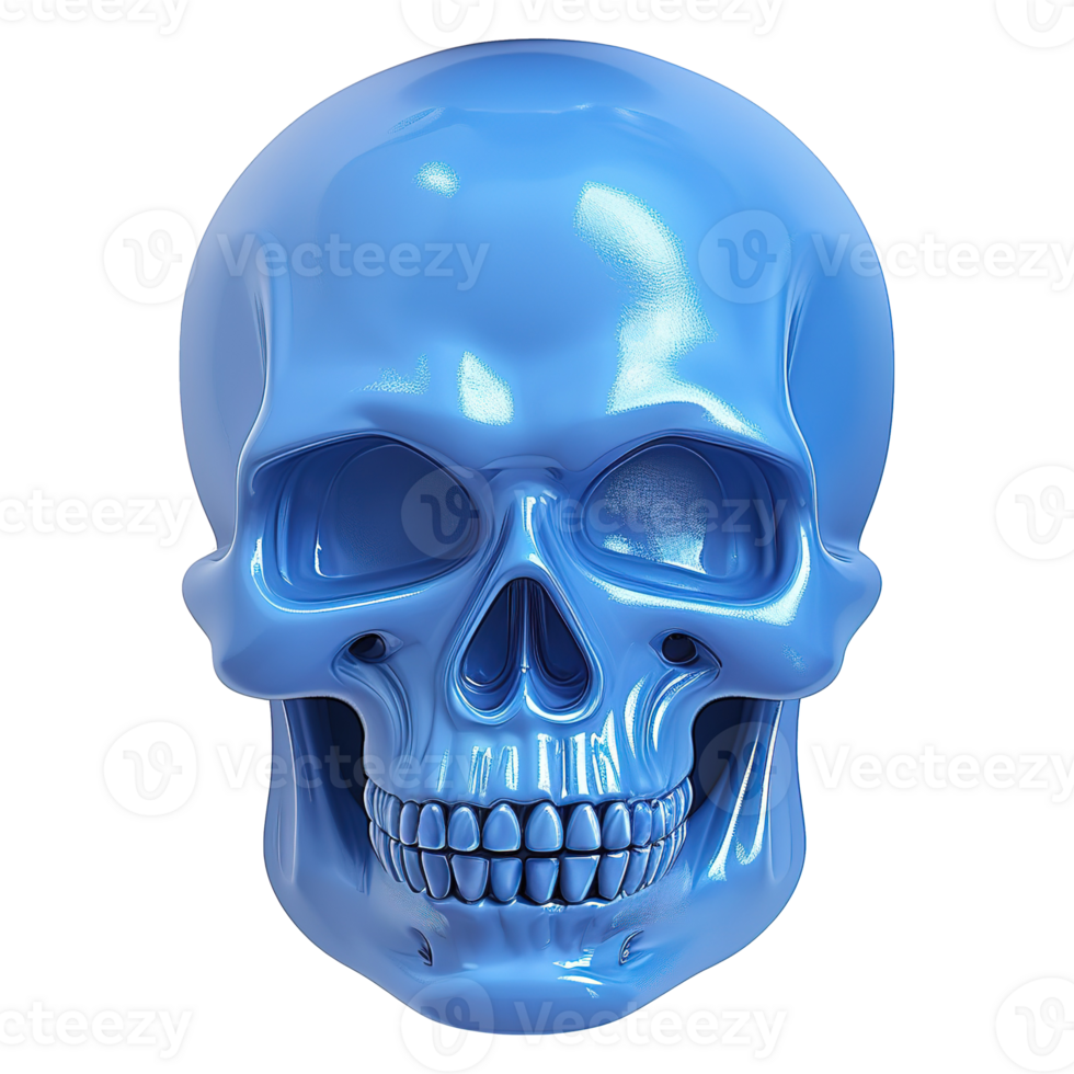 AI generated 3d icon skulls with blue color isolated on transparent background png