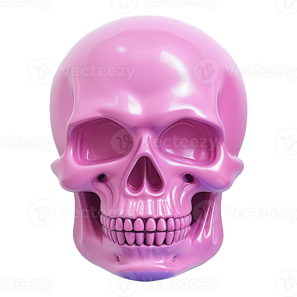 AI generated 3d icon skulls with pink color isolated on transparent background png