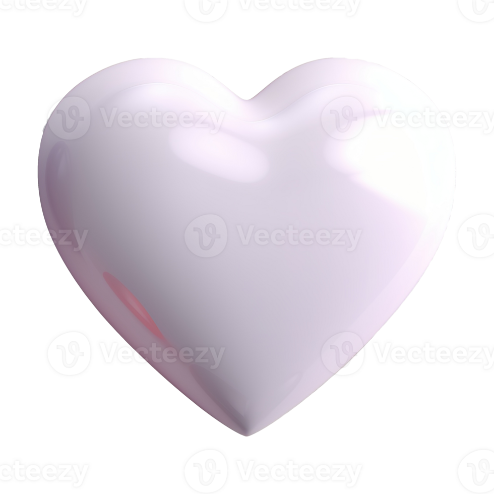 AI generated 3d icon white heart isolated on transparent background png