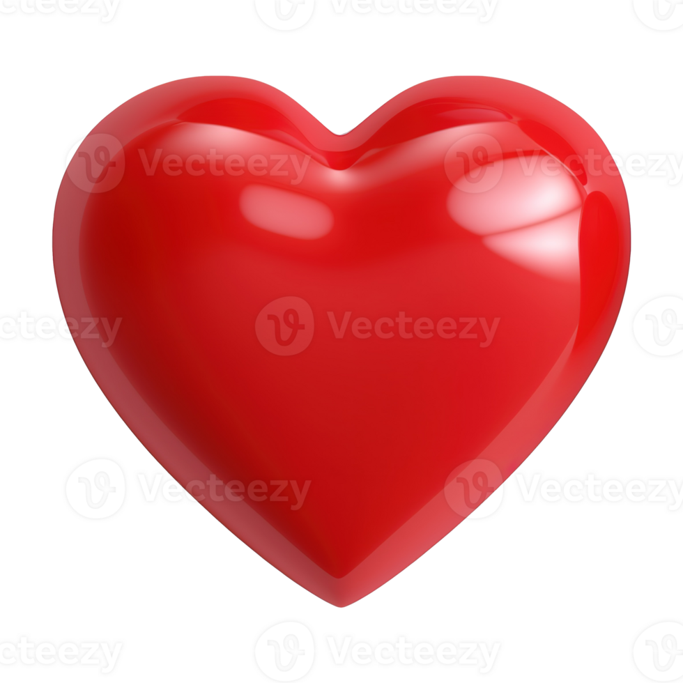 AI generated 3d icon red heart isolated on transparent background png