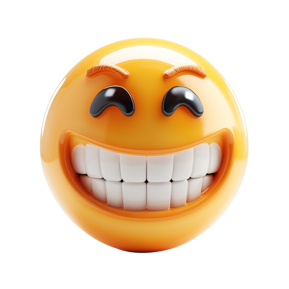 AI generated 3d icon emoji of grinning face isolated on transparent background png