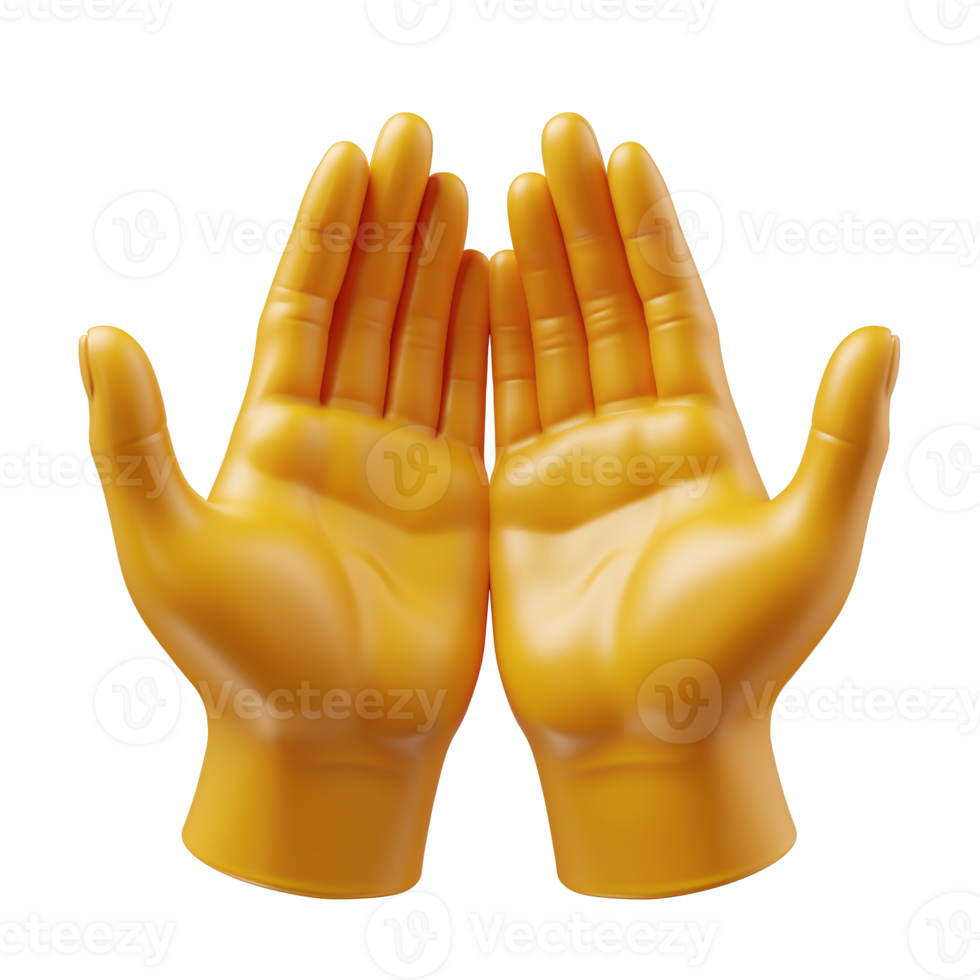 AI generated 3d rendering of palms together hands emoji isolated on transparent background png