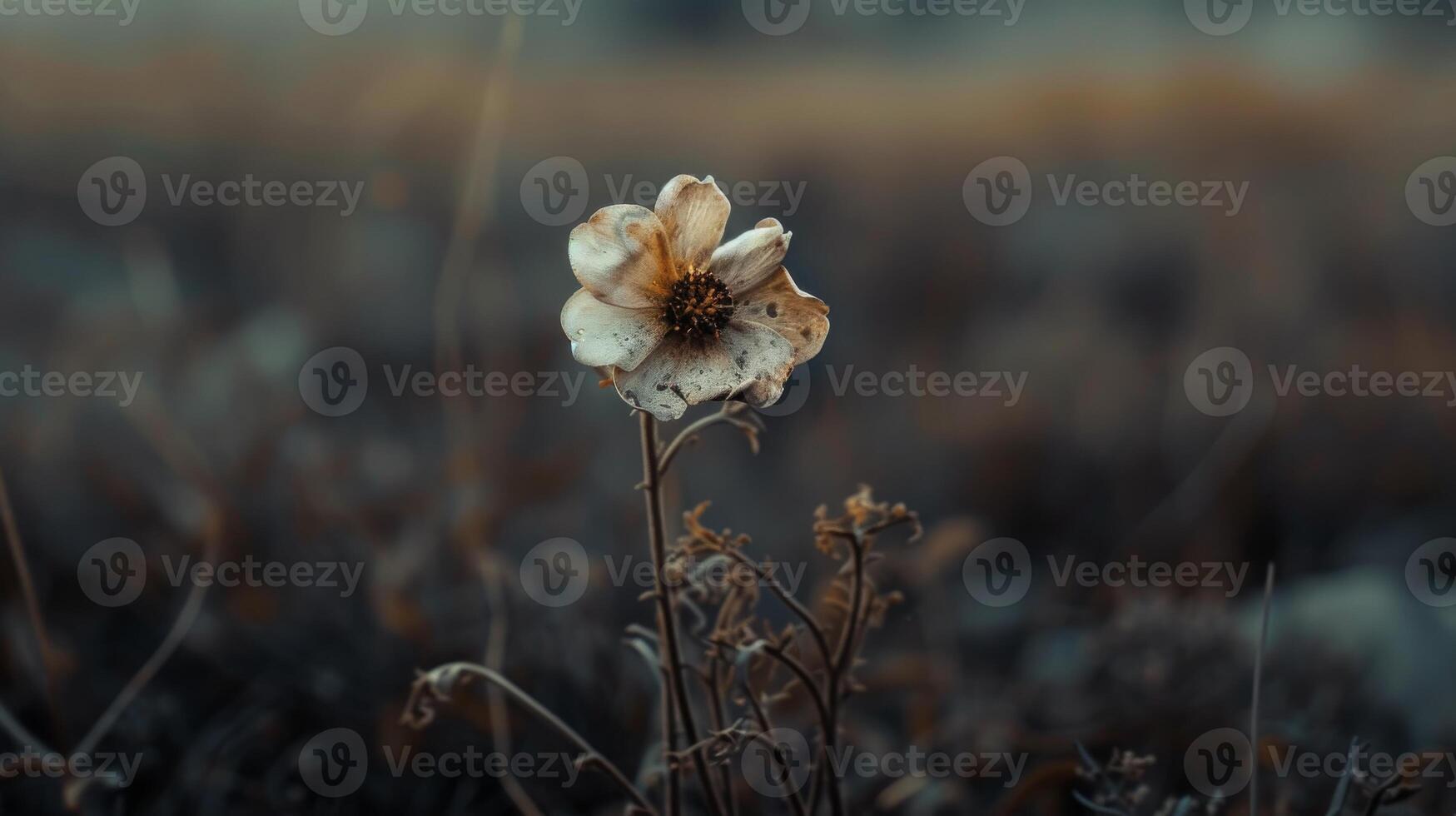 AI generated Blooming flower in harsh rocky conditions photo