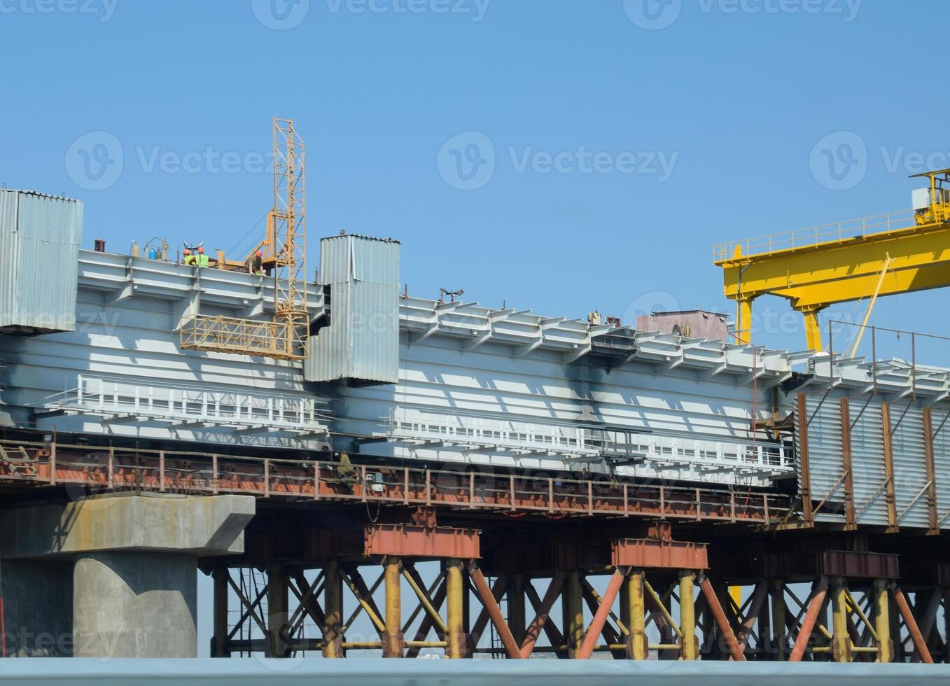 Driving along the Crimean bridge. A grandiose building of the 21st century. The new bridge. photo