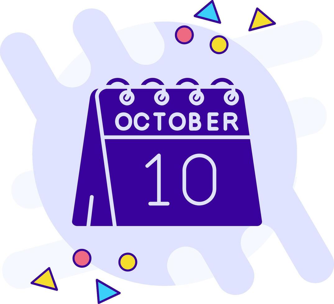 10 de octubre estilo libre sólido icono vector