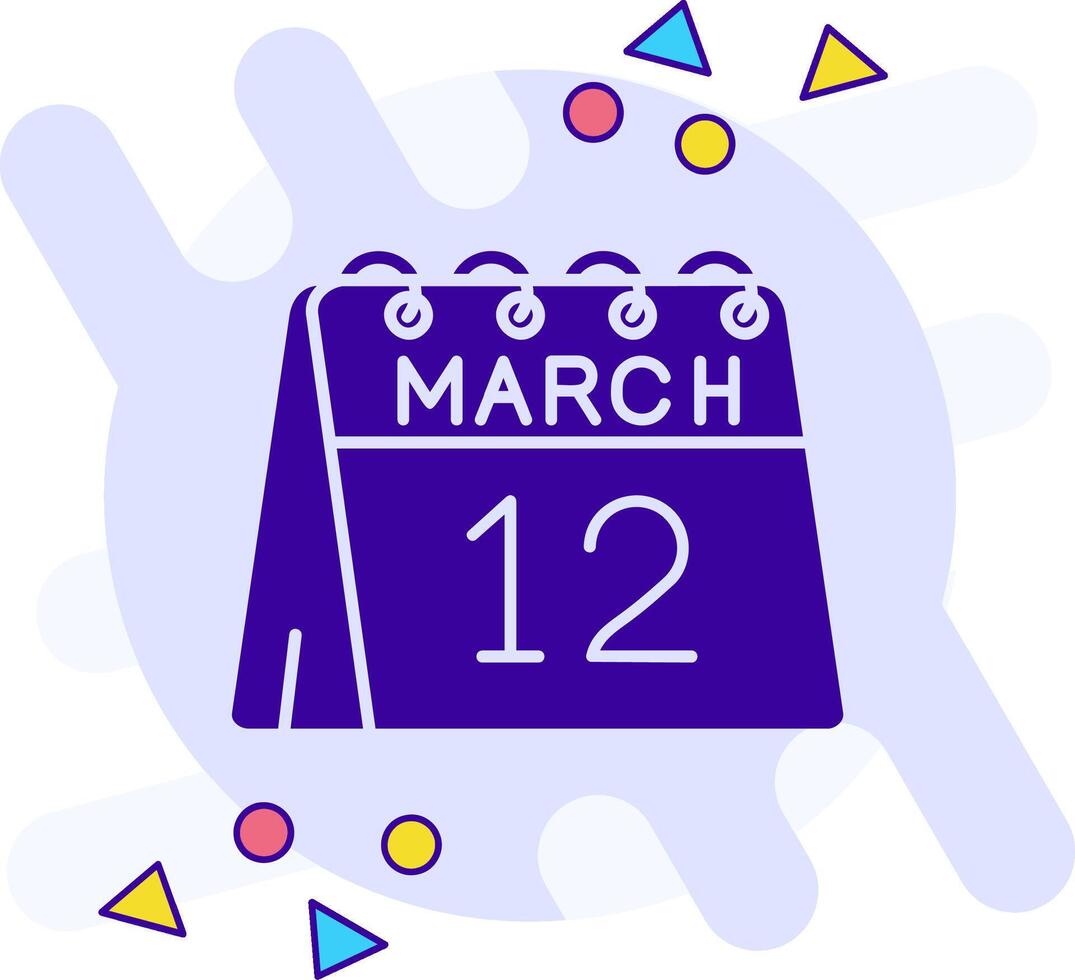 12mo de marzo estilo libre sólido icono vector