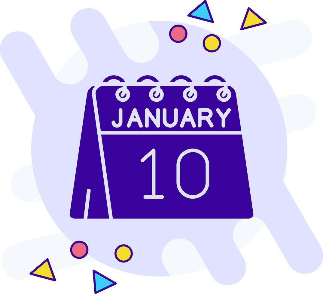 10 de enero estilo libre sólido icono vector