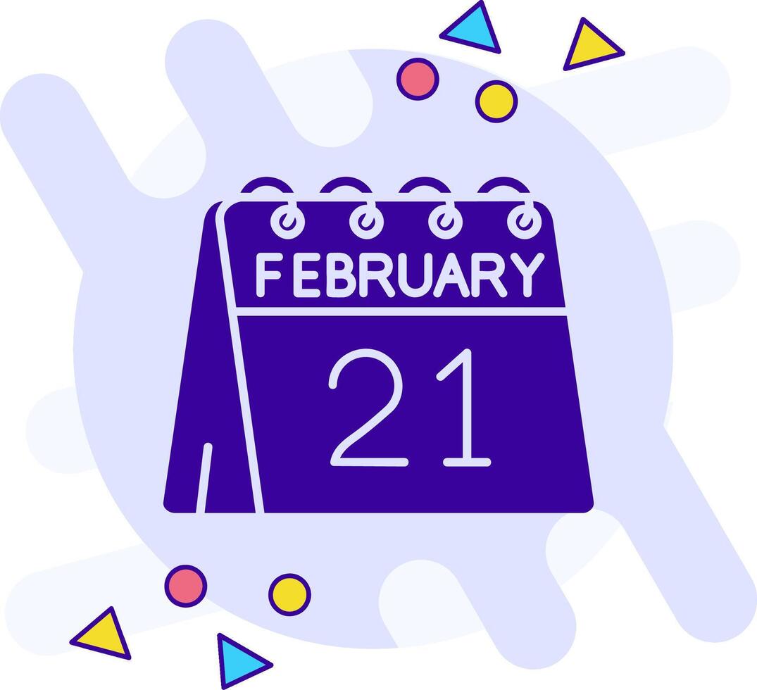 21st of February freestyle solid Icon vector