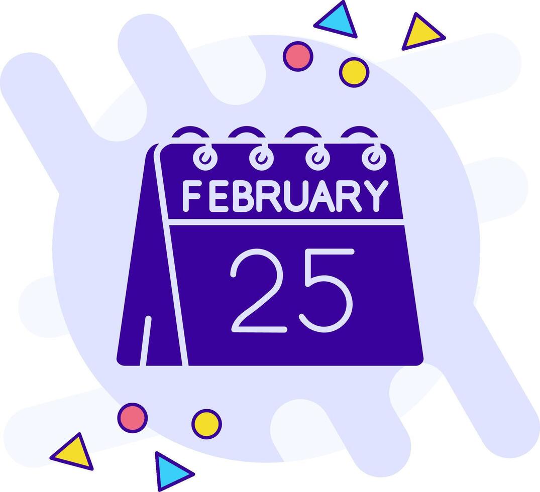 25th of February freestyle solid Icon vector