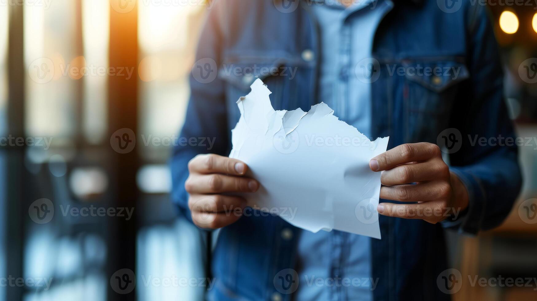 AI generated a man tearing a document end of employment. photo
