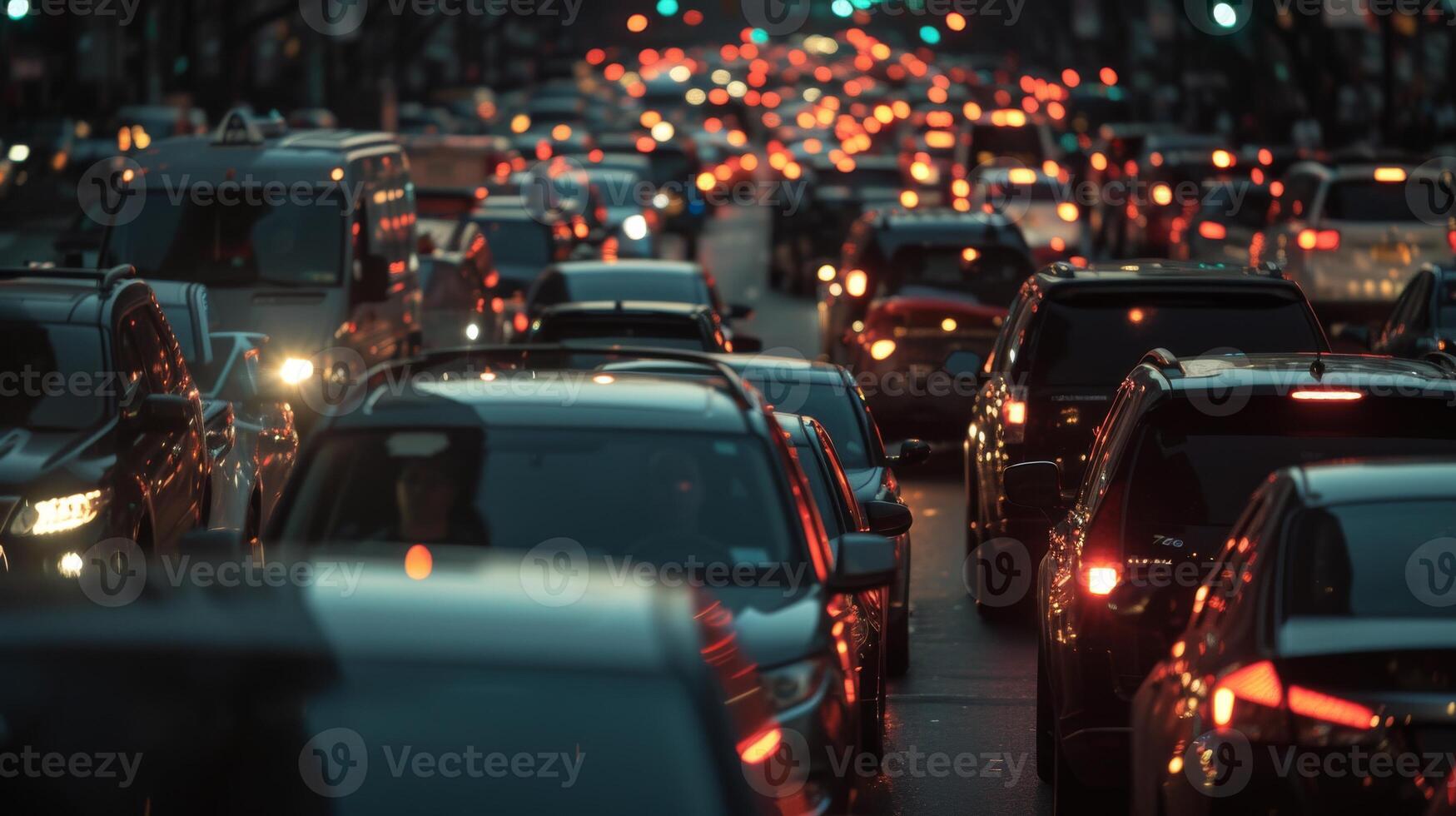 AI generated running late for work stuck in traffic jam work overload in city life photo