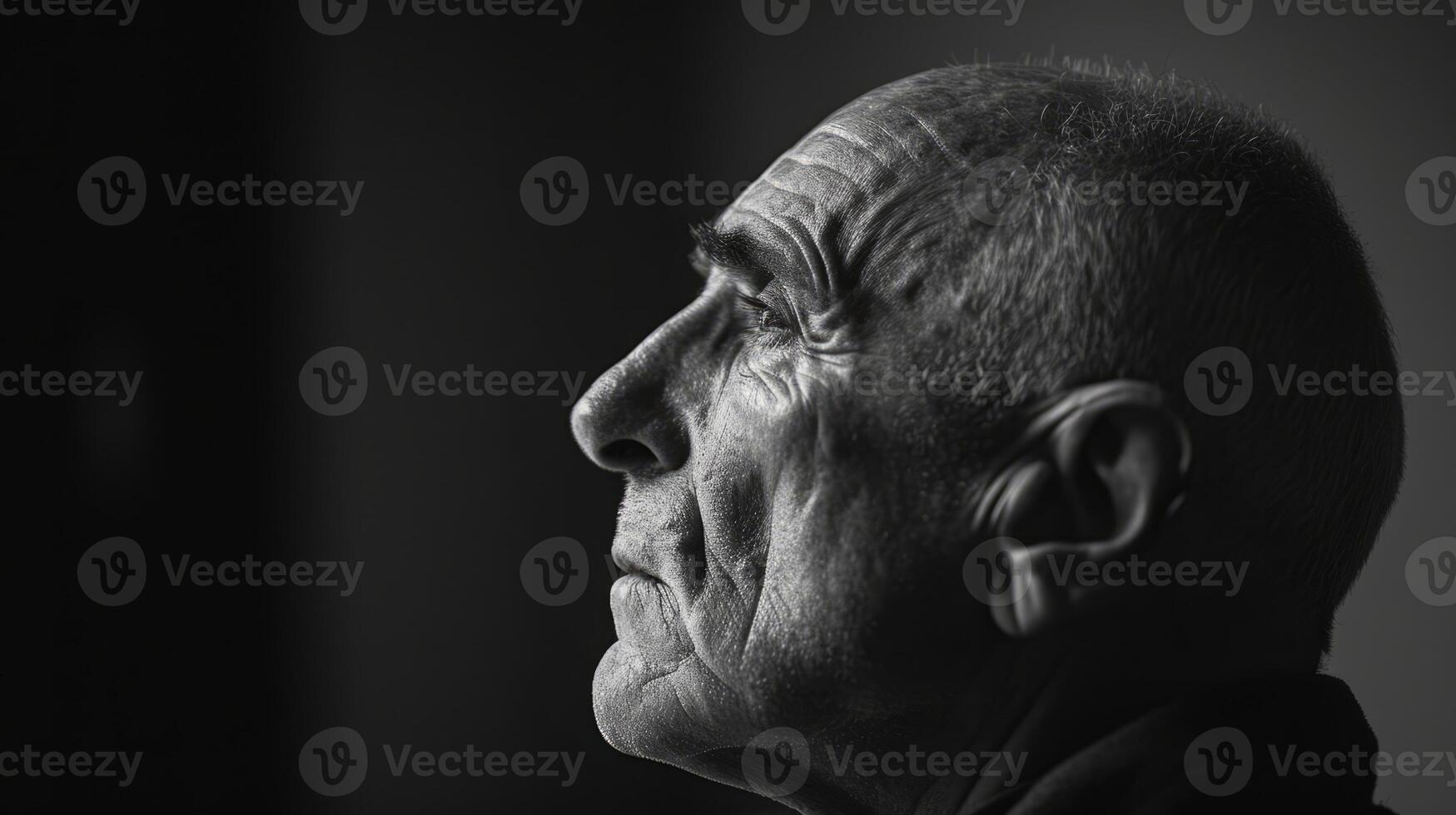 AI generated black and White Old Men looking into the distance acceptance of change photo