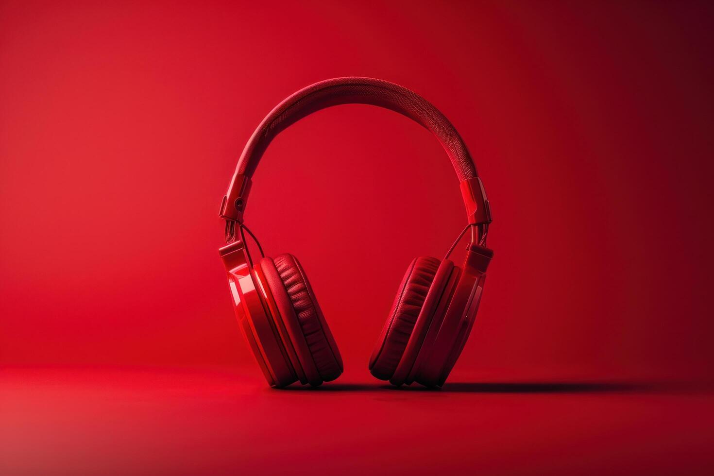 AI generated a red pair of headphones with a red background photo