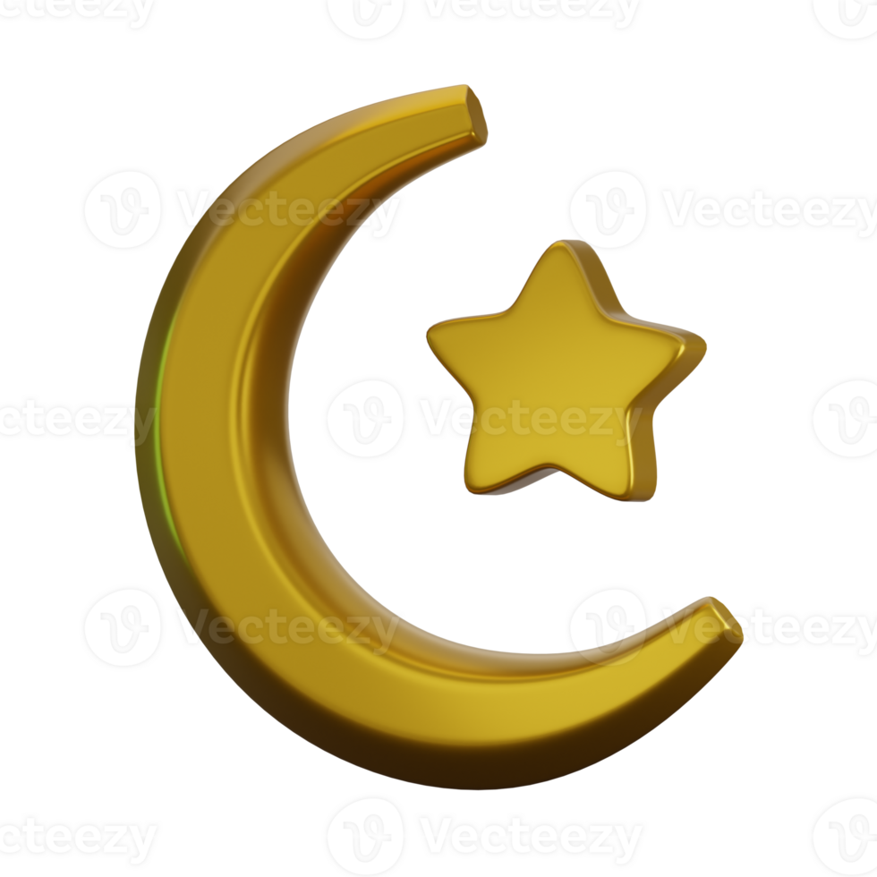 3d Ramadan crescent moon icon png