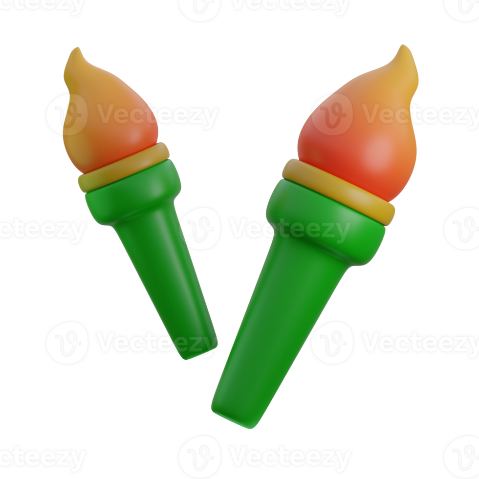3d ramadan bamboo torch icon png