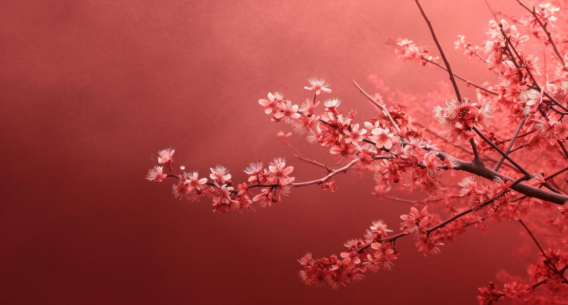 AI generated a branch with several red branches on red background photo