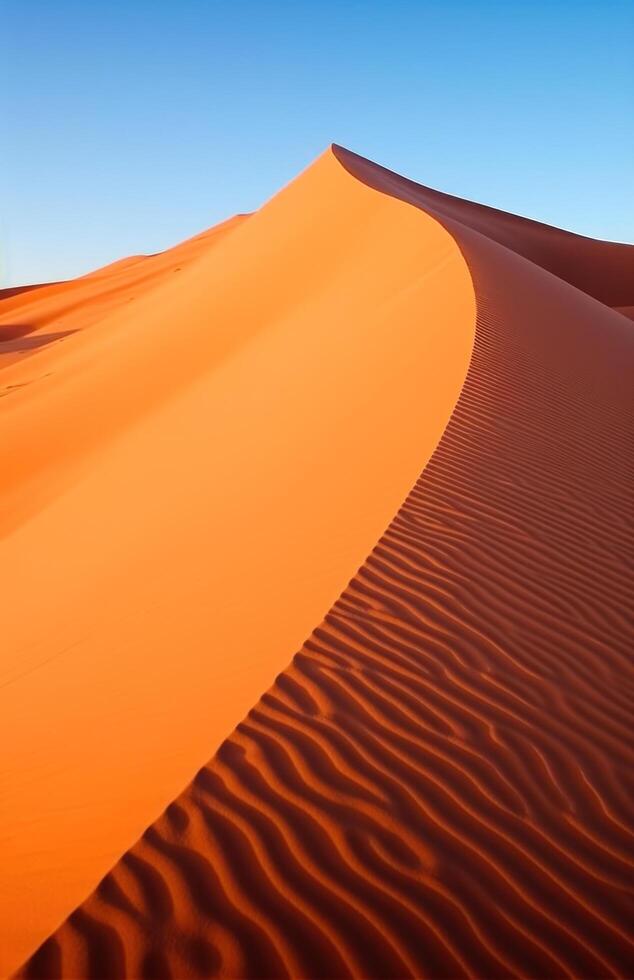 AI generated sand wave is blown from one spot in the dunes of namibia sand photo