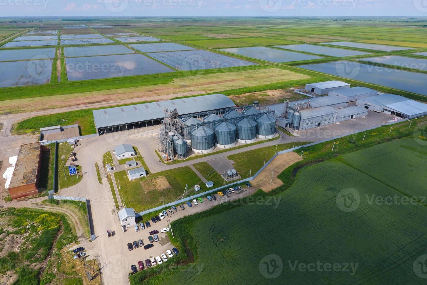 Plant for the drying and storage of grain. Top view. Grain terminal. photo