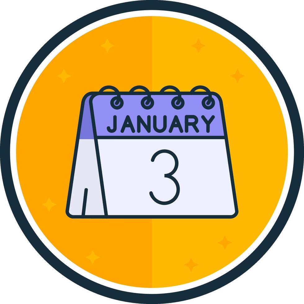 3rd of January filled verse Icon vector