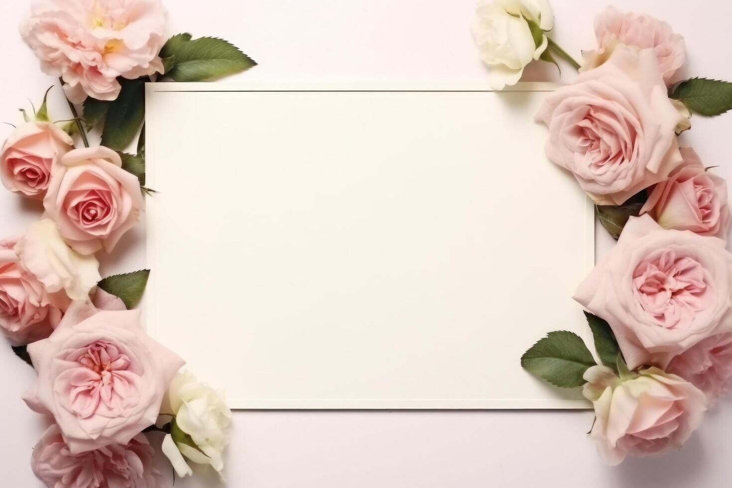 AI generated a pink flower frame on pink background photo