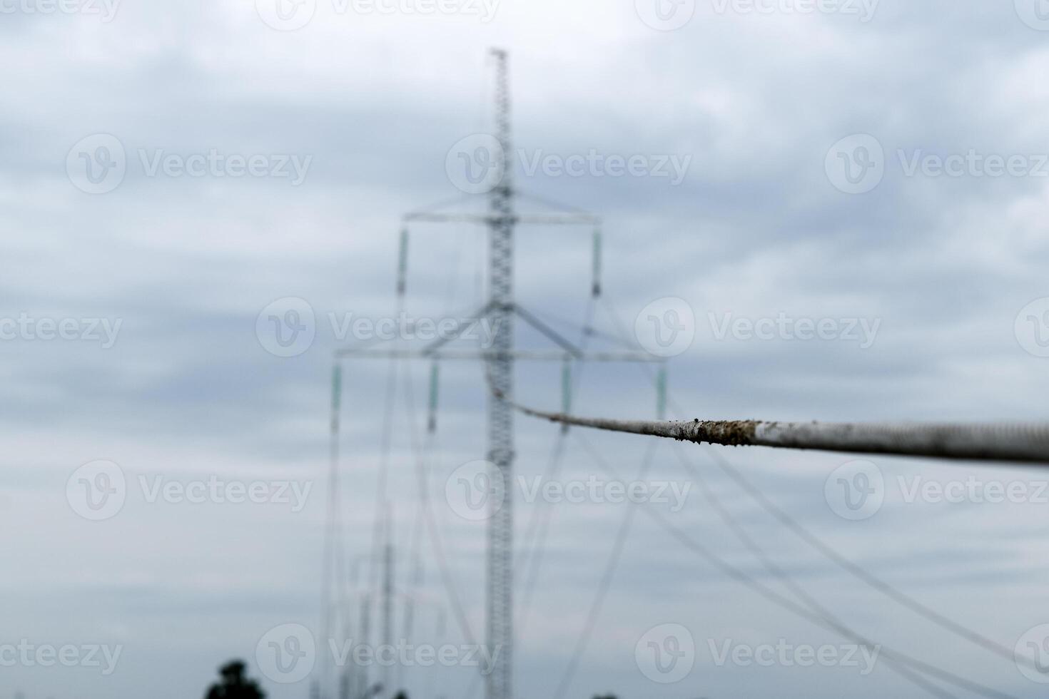 Assembly and installation of new support of a power line photo