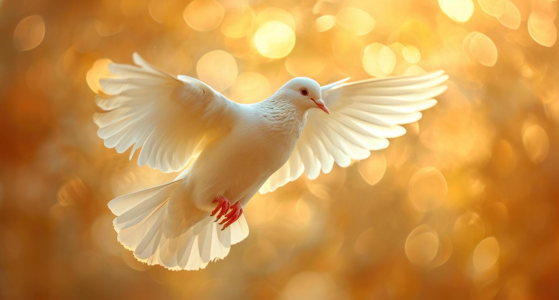 AI generated white dove with wings in the air photo