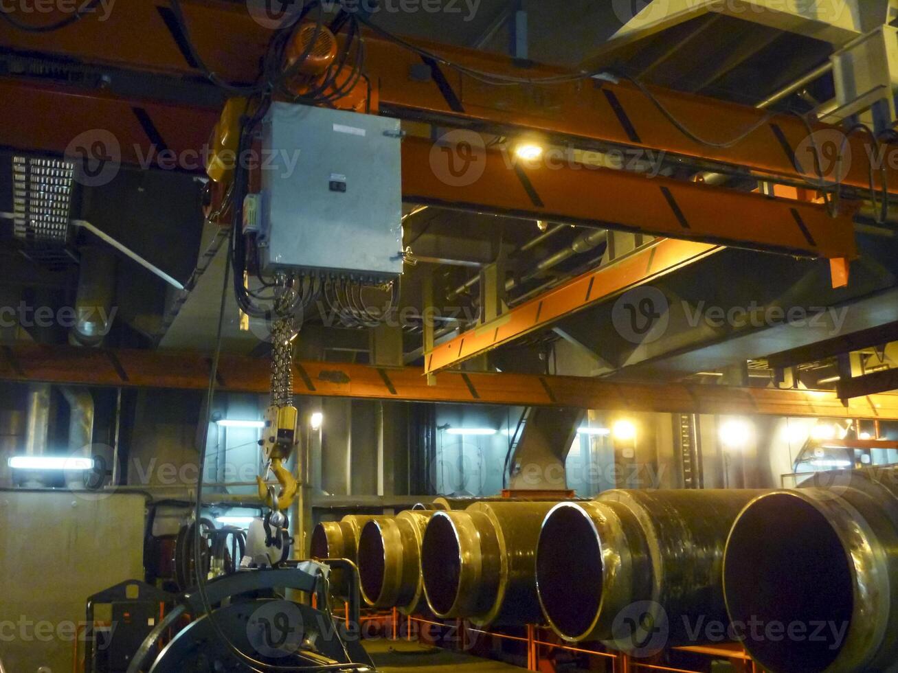 Safety at work. Welding and installation of the pipeline. Industrial weekdays welders and fitters photo