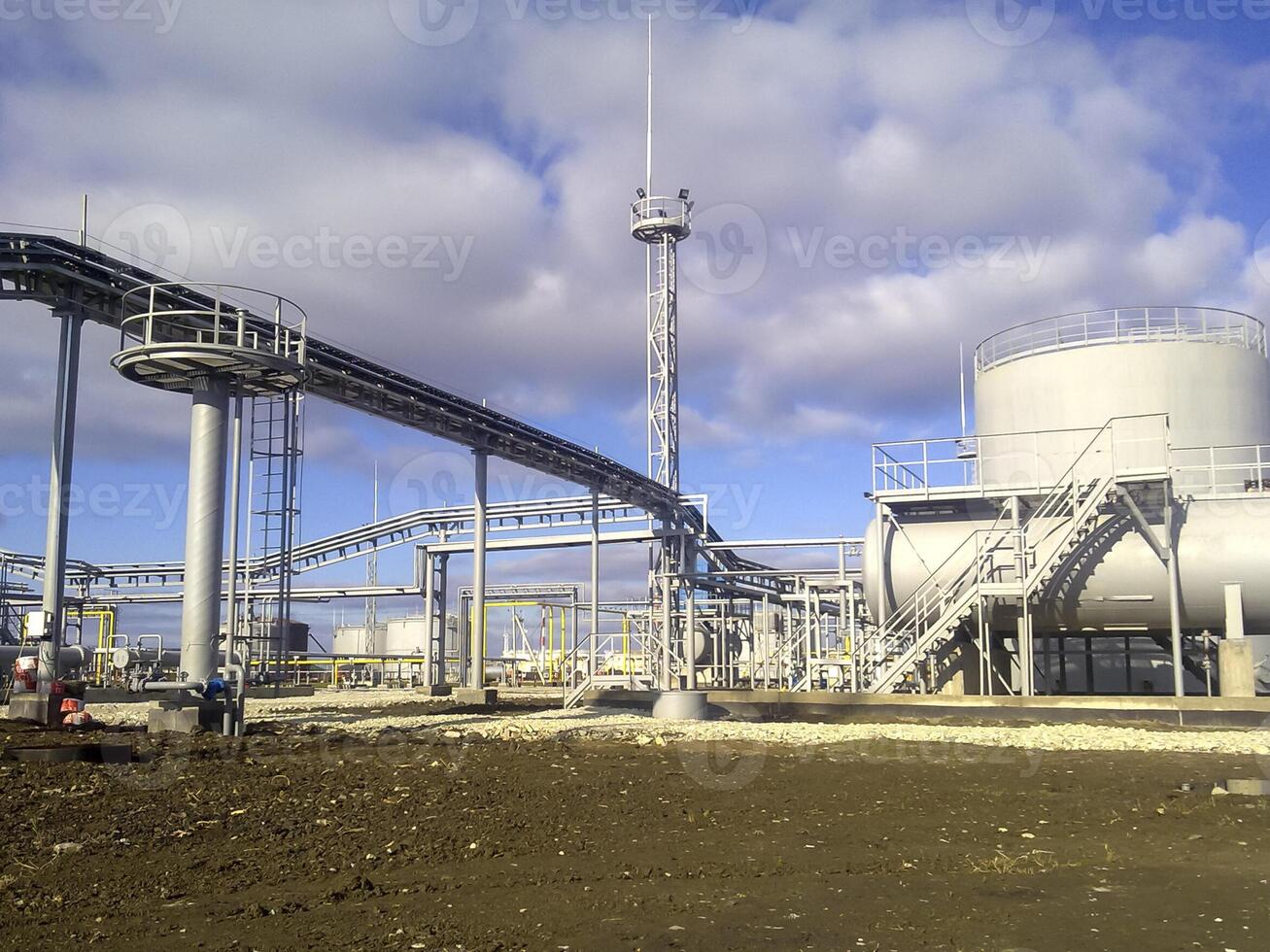 Oil refinery under construction. The capacity of alkalinization of gasoline photo