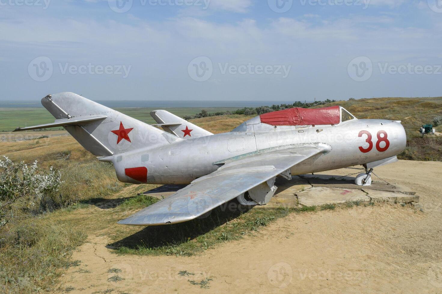 Museum copy of the aircraft. Monument of fighter aircraft. photo