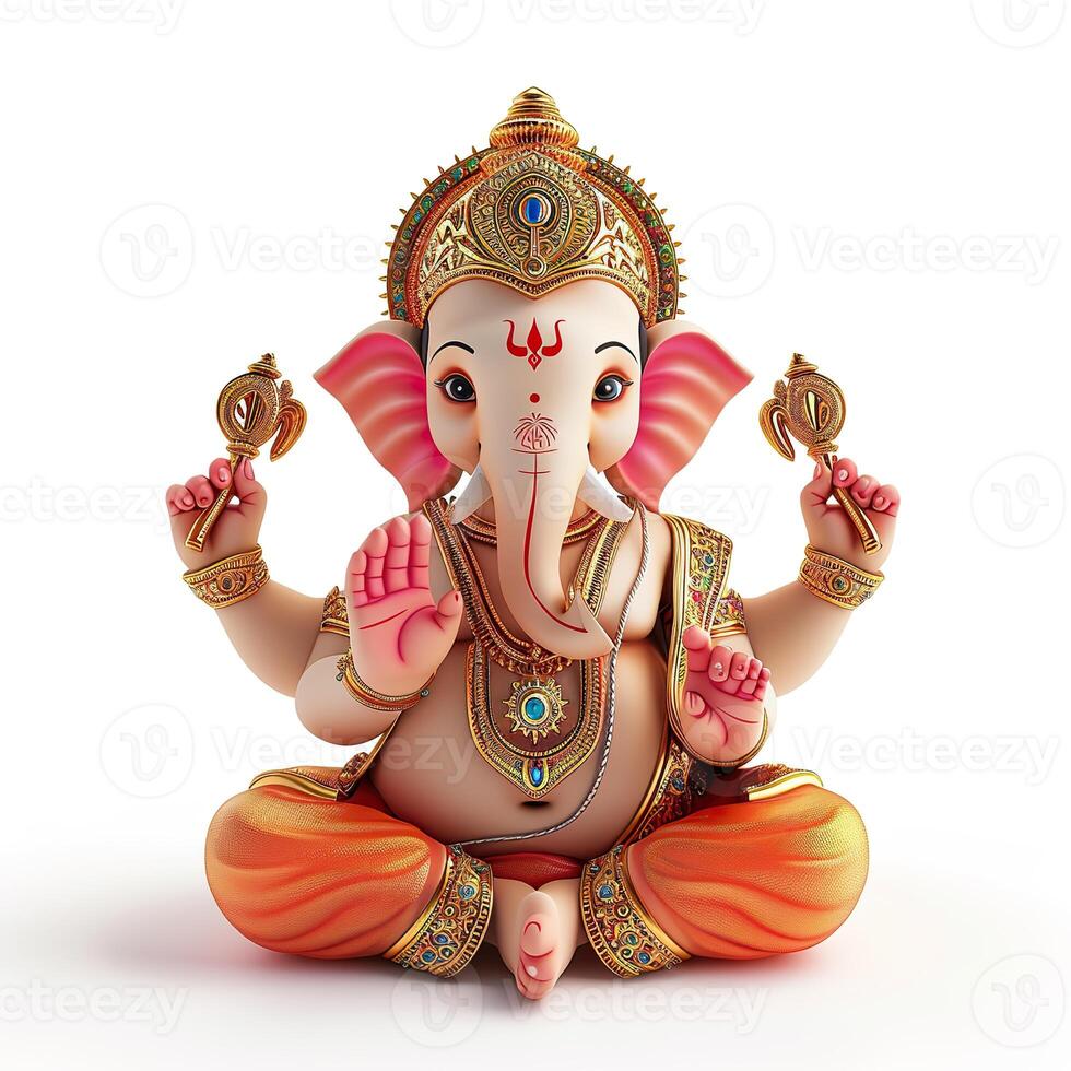 AI generated Glorious 3D Representation of Lord Ganesha photo
