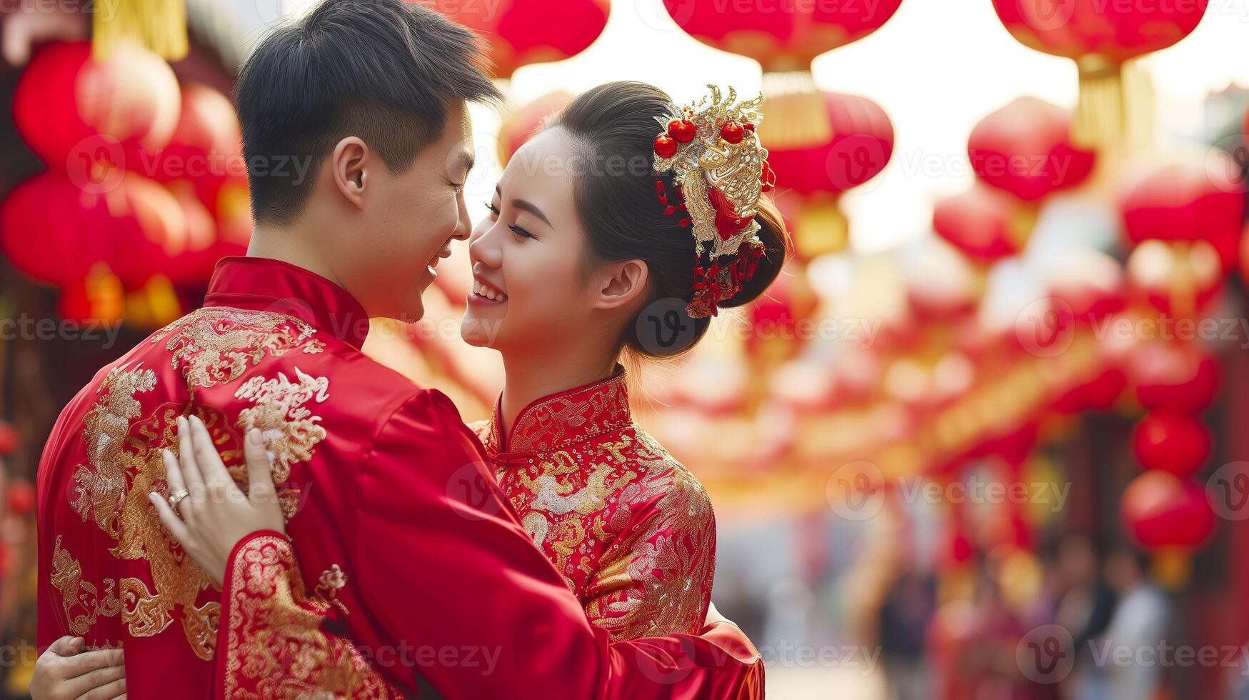 AI generated Celebrating Chinese New Year, Joyful Asian Couple photo