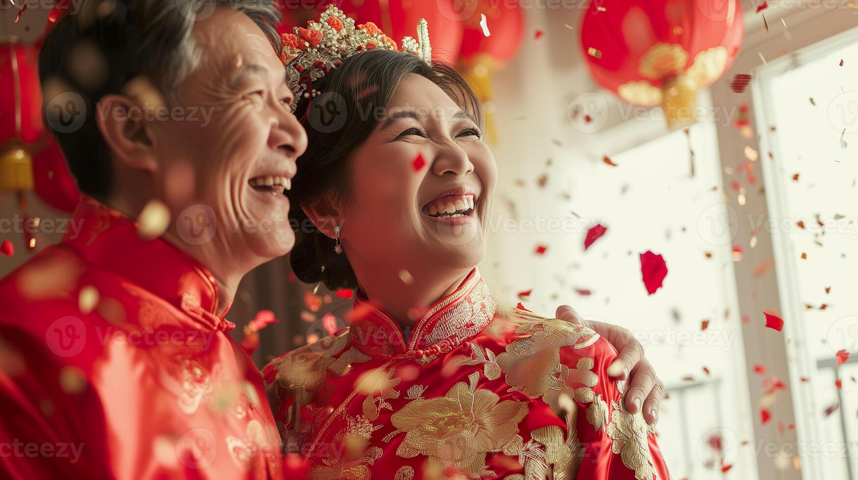 AI generated Celebrating Chinese New Year, Joyful Asian Couple photo