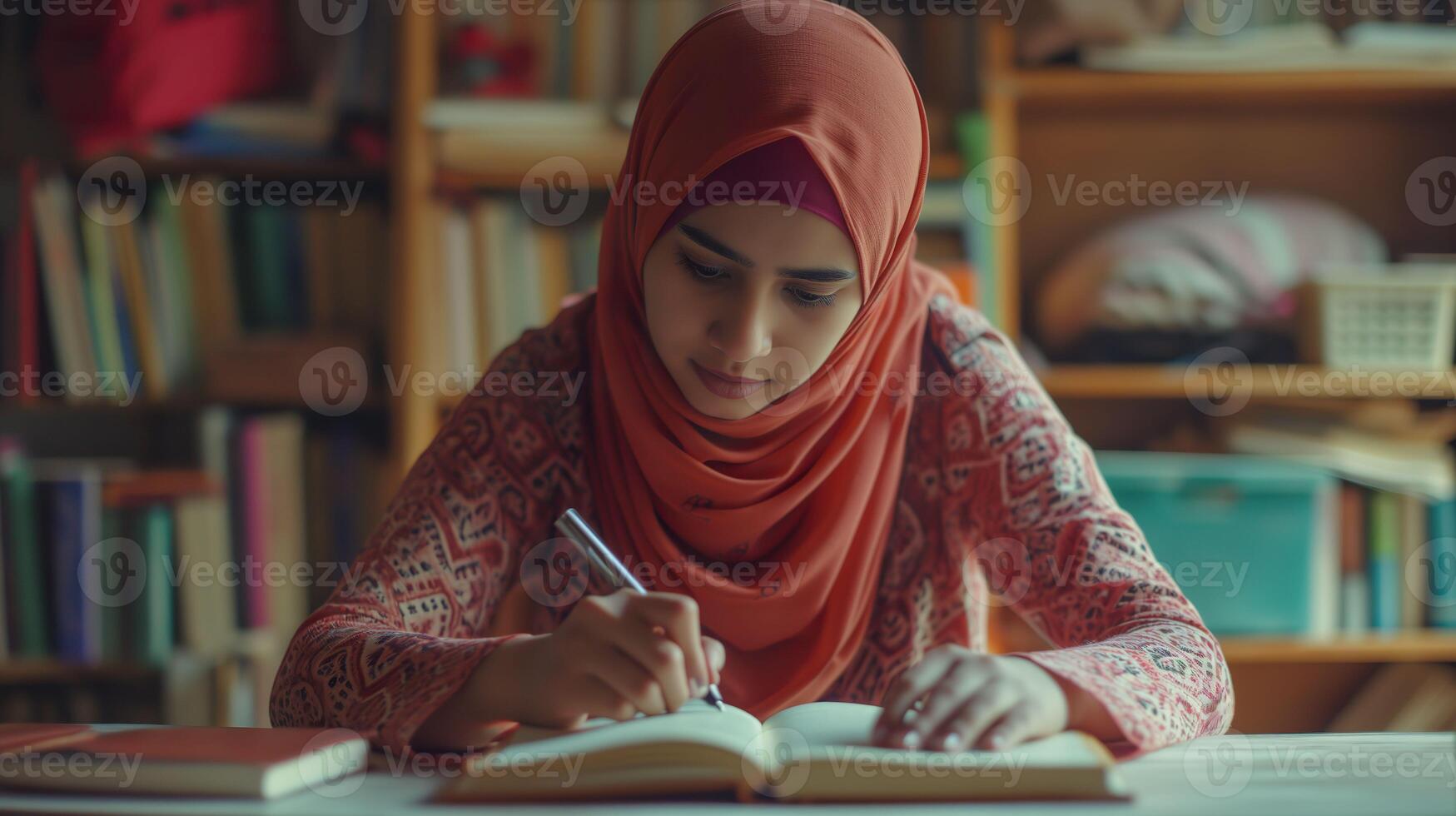 AI generated Empowered Muslim Businesswoman in Modern Office photo