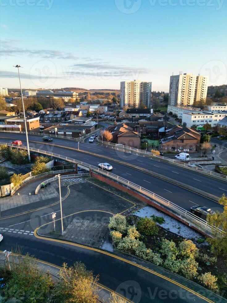 High Angle View of Central Luton City of England UK during Sunset Time. December 1st, 2023 photo