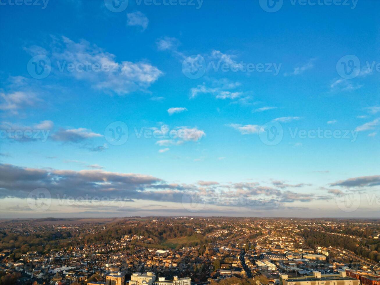 High Angle View of Central Luton City of England UK during Sunset Time. December 1st, 2023 photo