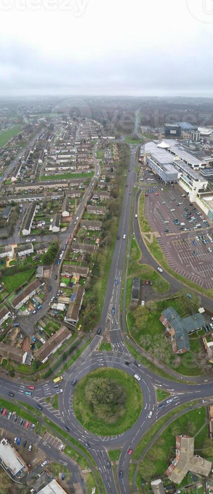Aerial Panoramic View of Corby Town of England United Kingdom During Cloudy and Rainy Weather of Winter. January 11th, 2024 photo