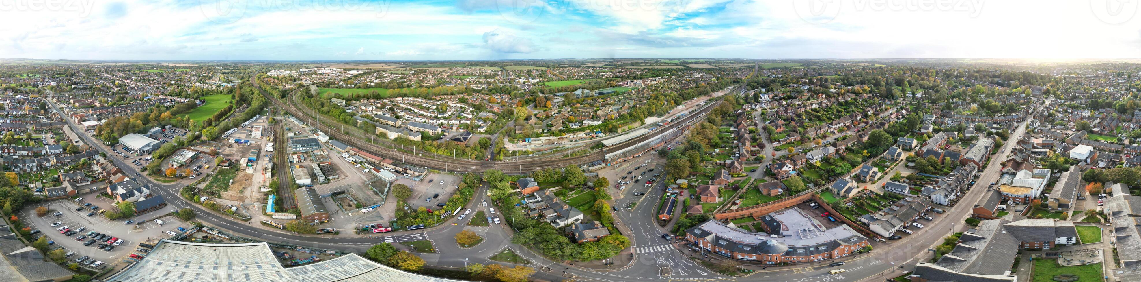 Aerial Panoramic View of Hitchin, Hertfordshire, England. United Kingdom. October 28th, 2023 photo