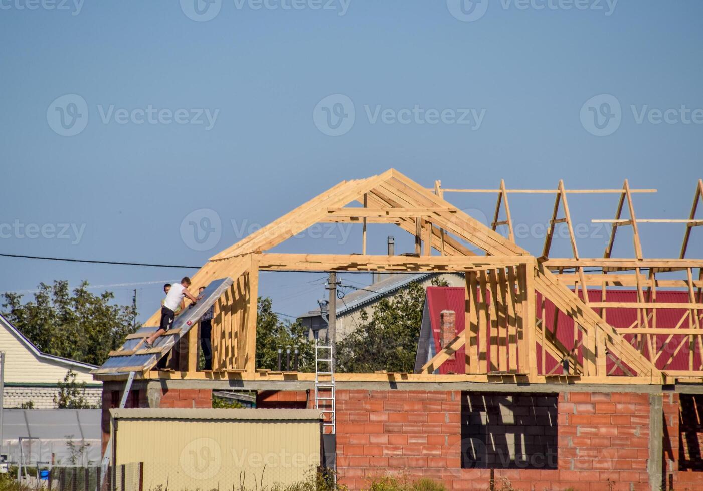 Roof of the house under construction photo