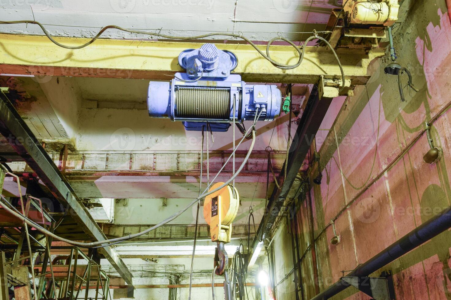 Basement of a water pumping station. Abandoned post-apocalyptic photo