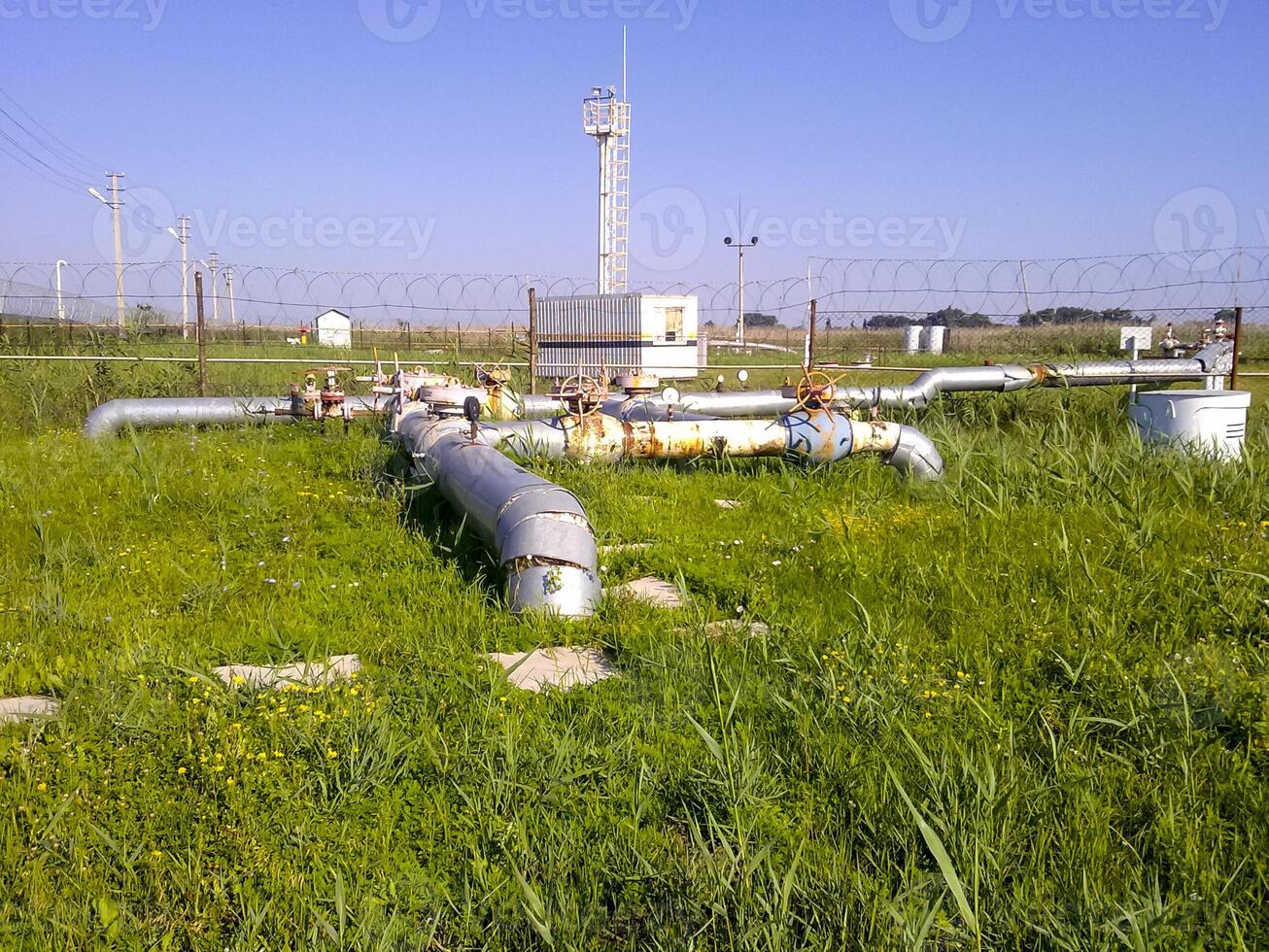 Oil industry object. Technological pipelines and equipment. photo