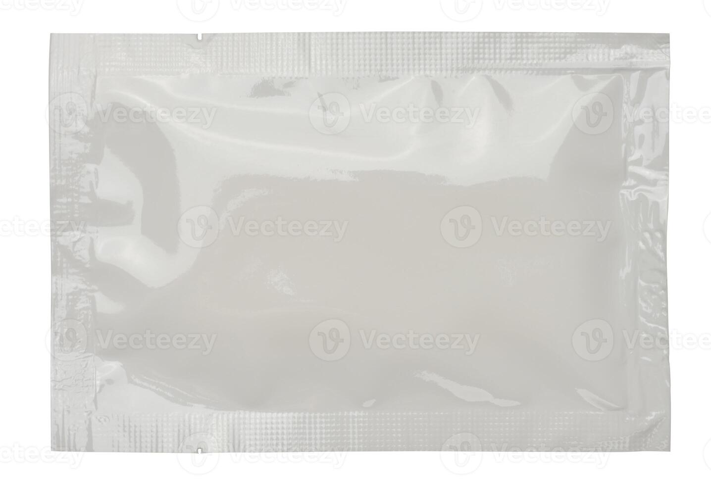 Cellophane rectangular white sachet for wet wipes, sugar and spices photo