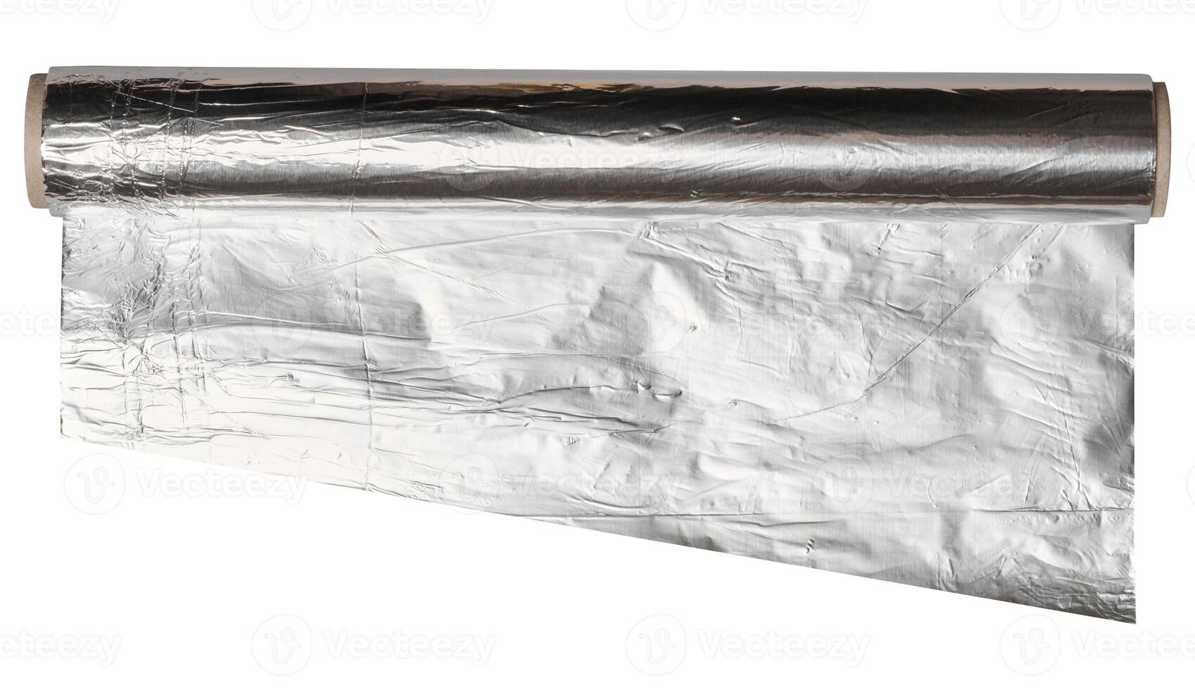 Roll of gray foil for baking and packaging food on a white background photo
