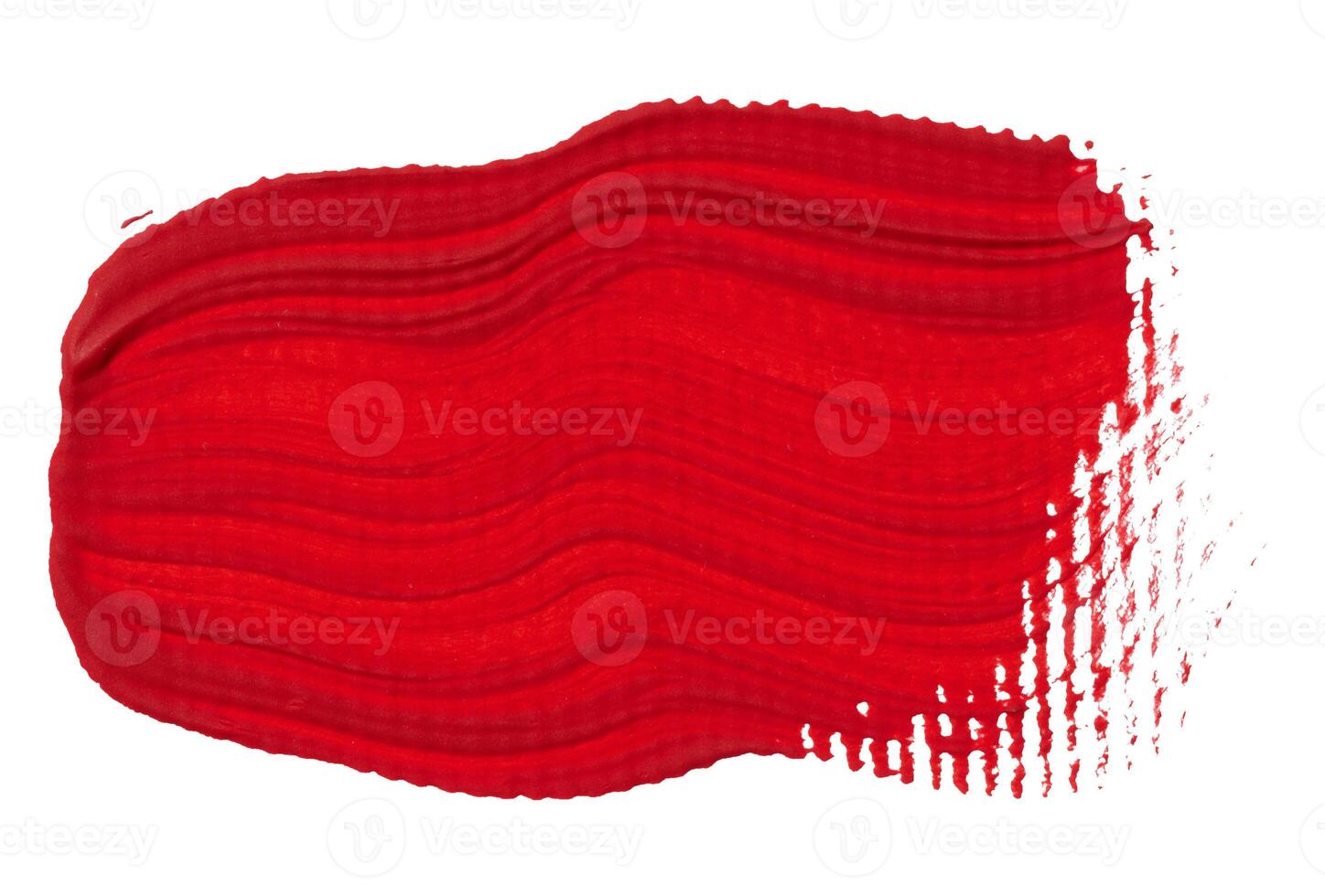 Watercolor brush stroke of red paint, on a white isolated background photo