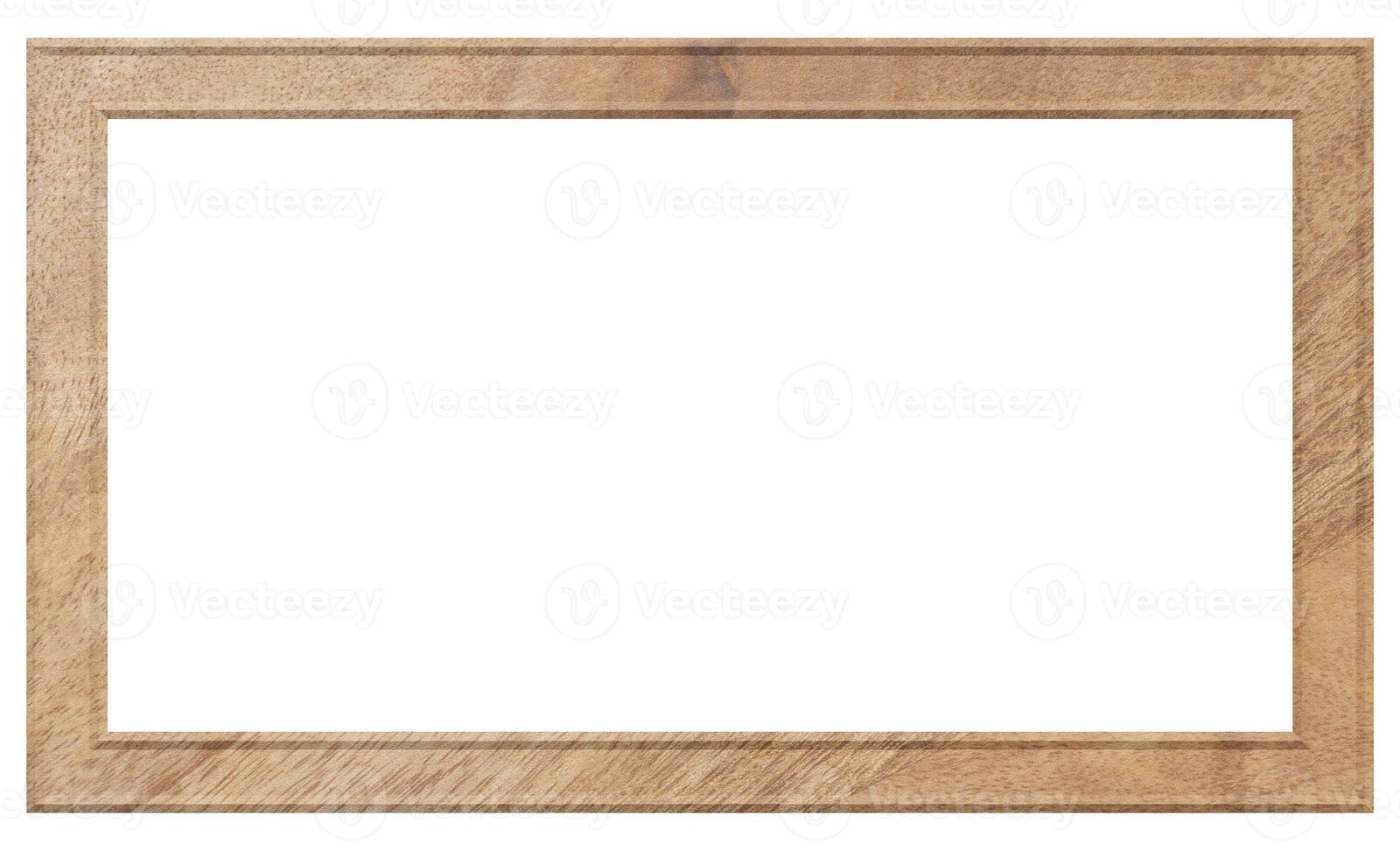 Rectangular brown wooden frame on isolated background photo