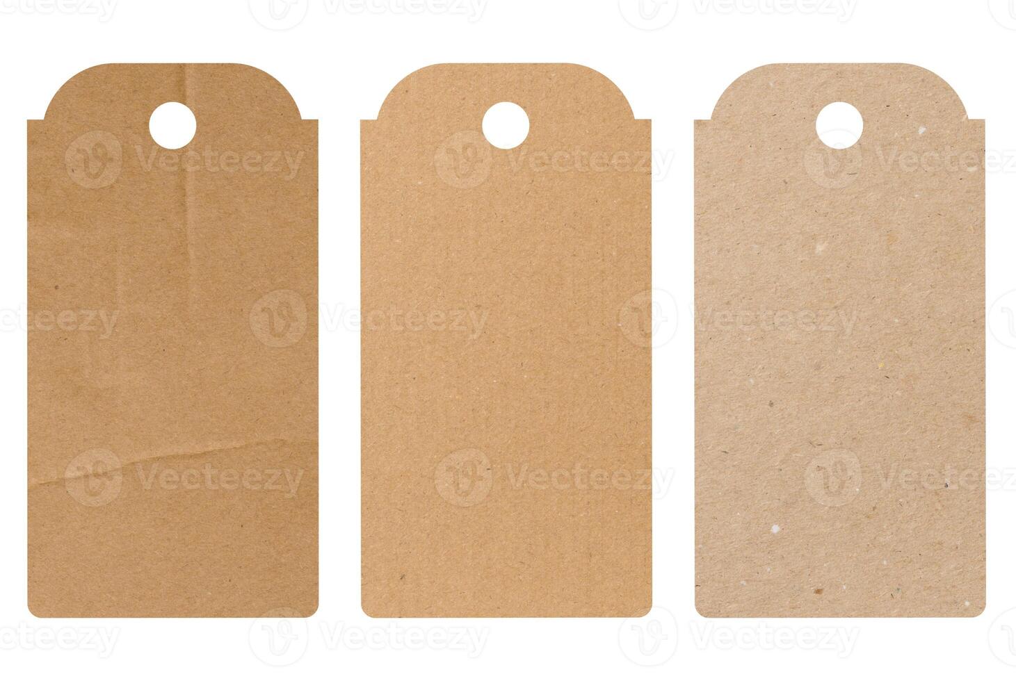 Blank brown rectangular paper tag on a white background, template for price, discount photo