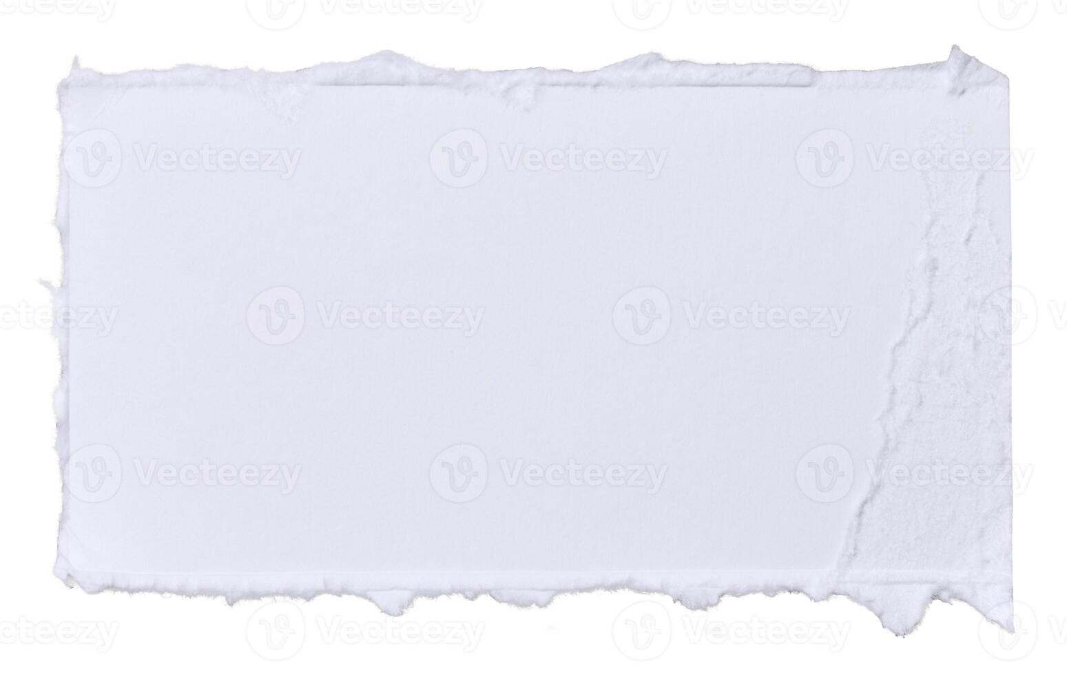 Rectangular piece of white cardboard with torn edges on an isolated background photo