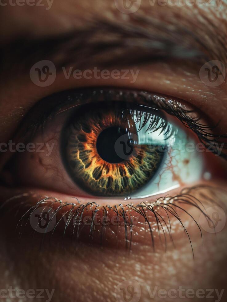 Human Eye Super Macro Close Up. Beautiful Science and Medical Element. Ai generated. High quality illustration photo